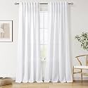 Nanspring Snow White Linen Curtains 84 Inch