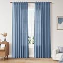 Nanspring Stone Blue Linen Curtains 84 Inches