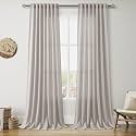 Nanspring Stone Grey Linen Curtains 102 Inches