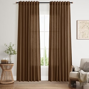 Nanspring Tobacco Brown Linen Curtains 84 Inches