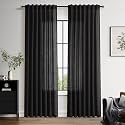 Nanspring Vintage Black Linen Curtains 84 Inch