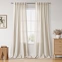 Nanspring Warm Beige Linen Curtains 84 Inch