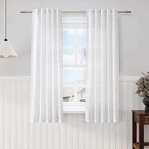 Nanspring White Linen Curtains 64 Inches Long