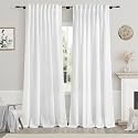 Nanspring White Linen Curtains 84 Inch Length