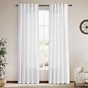Nanspring White Linen Curtains 84 Inch Length