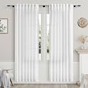 Nanspring White Linen Curtains for Bedroom Back
