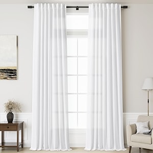 Nanspring White Linen Curtains for Living Room