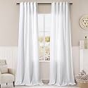 Nanspring White Linen Curtains for Living Room