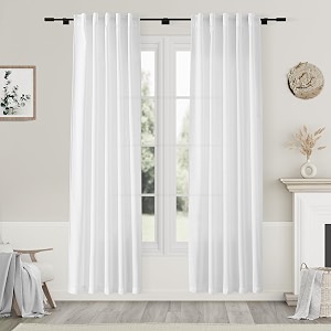 Nanspring White Semi Sheer Linen Curtains 80