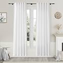 Nanspring White Semi Sheer Linen Curtains 80
