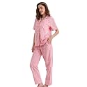 NAP BOUND 100% Cotton Women's Pajama Sets Short Sleeve Button Down Soft Pjs 2 Piece Lounge Set with Pocket Nightwear XS-XXL