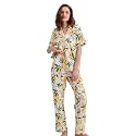 NAP BOUND 100% Cotton Women's Pajama Sets Short Sleeve Button Down Soft Pjs 2 Piece Lounge Set with Pocket Nightwear XS-XXL