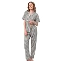 NAP BOUND 100% Cotton Women's Pajama Sets Short Sleeve Button Down Soft Pjs 2 Piece Lounge Set with Pocket Nightwear XS-XXL
