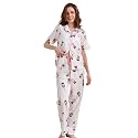 NAP BOUND 100% Cotton Women's Pajama Sets Short Sleeve Button Down Soft Pjs 2 Piece Lounge Set with Pocket Nightwear XS-XXL