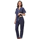 NAP BOUND 100% Cotton Women's Pajama Sets Short Sleeve Button Down Soft Pjs 2 Piece Lounge Set with Pocket Nightwear XS-XXL