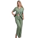 NAP BOUND 100% Cotton Women's Pajama Sets Short Sleeve Button Down Soft Pjs 2 Piece Lounge Set with Pocket Nightwear XS-XXL