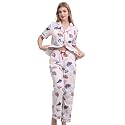 NAP BOUND 100% Cotton Women's Pajama Sets Short Sleeve Button Down Soft Pjs 2 Piece Lounge Set with Pocket Nightwear XS-XXL
