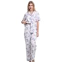 NAP BOUND 100% Cotton Women's Pajama Sets Short Sleeve Button Down Soft Pjs 2 Piece Lounge Set with Pocket Nightwear XS-XXL