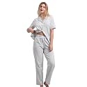 NAP BOUND 100% Cotton Women's Pajama Sets Short Sleeve Button Down Soft Pjs 2 Piece Lounge Set with Pocket Nightwear XS-XXL