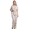 NAP BOUND 100% Cotton Women's Pajama Sets Short Sleeve Button Down Soft Pjs 2 Piece Lounge Set with Pocket Nightwear XS-XXL