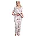 NAP BOUND 100% Cotton Women's Pajama Sets Short Sleeve Button Down Soft Pjs 2 Piece Lounge Set with Pocket Nightwear XS-XXL