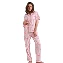 NAP BOUND 100% Cotton Women's Pajama Sets Short Sleeve Button Down Soft Pjs 2 Piece Lounge Set with Pocket Nightwear XS-XXL