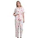 NAP BOUND 100% Cotton Women's Pajama Sets Short Sleeve Button Down Soft Pjs 2 Piece Lounge Set with Pocket Nightwear XS-XXL
