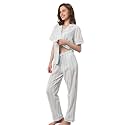 NAP BOUND 100% Cotton Women's Pajama Sets Short Sleeve Button Down Soft Pjs 2 Piece Lounge Set with Pocket Nightwear XS-XXL