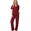 NAP BOUND 100% Cotton Women's Pajama Sets Short Sleeve Button Down Soft Pjs 2 Piece Lounge Set with Pocket Nightwear XS-XXL