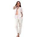 NAP BOUND 100% Cotton Women's Pajama Sets Short Sleeve Button Down Soft Pjs 2 Piece Lounge Set with Pocket Nightwear XS-XXL