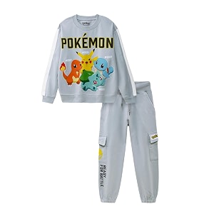 nap chief kids cotton official anime characters co ord set for boys amp girls pokmon amp naruto printed sweatshirt and joggers clothing set for casual wear