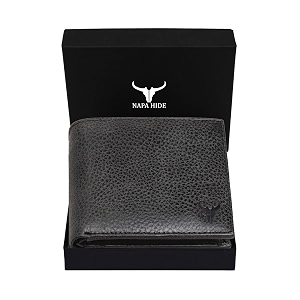 napa hide black leather wallet for men i handcrafted i 4 creditdebit card slots i 2 currency compartments i 1 transparent id window i textured wallet