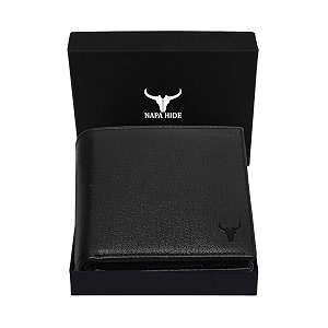 napa hide black leather wallet for men i handcrafted i 4 creditdebit card slots i 2 currency compartments i 1 transparent id window