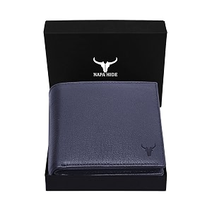 napa hide blue leather wallet for men i handcrafted i 4 creditdebit card slots i 2 currency compartments i 1 transparent id window