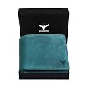NAPA HIDE Blue Leather Wallet for Men I Handcrafted I 4 Credit/Debit Card Slots I 2 Currency Compartments I 1 Transparent ID Window