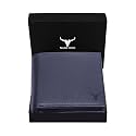 NAPA HIDE Blue Leather Wallet for Men I Handcrafted I 4 Credit/Debit Card Slots I 2 Currency Compartments I 1 Transparent ID Window