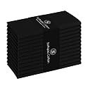 Napkin 100% Cotton Cloth Napkin Decorative Washable Napkins Set of 12 for Home, Kitchen, Dining, Cocktail Parties &amp; Camping - Black (17"x17")