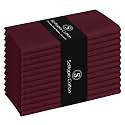Napkins 100% Cotton Set of 12 Decorative Cloth Napkin Washable Dinner Napkins for Holiday, Dinner, Wedding, Baby Shower & Dining - Burgundy Wine (17"x17")