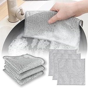 nareval dish washing pad for dishes multifunctional non scratch metal wire dishcloth reusable premium metal scrubbing pads sponge clean for home kitchen cooktop cleaning sinks and pots pack of 3