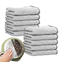NAREVAL Wire Dishwashing Rags for Wet and Dry Stainless Steel Scrubber Non-Scratch Wire Dishcloth Reusable Dishwashing Rags Premium Scrubbing Pads Sponge Clean for Home Kitchen Cooktop (Pack of 10)