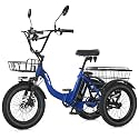 NARRAK Electric Tricycle for Adults,18" x 3.0 Fat Tire Folding Electric Trike,3 Wheels Electric Bicycle Bikes, Peak 700W Step-Thru Etrike with 468WH Removable Battery and Large Basket for Women Men