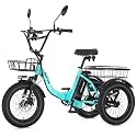 NARRAK Electric Tricycle for Adults,18" x 3.0 Fat Tire Folding Electric Trike,3 Wheels Electric Bicycle Bikes, Peak 700W Step-Thru Etrike with 468WH Removable Battery and Large Basket for Women Men