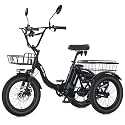 NARRAK Electric Tricycle for Adults,18" x 3.0 Fat Tire Folding Electric Trike,3 Wheels Electric Bicycle Bikes, Peak 700W Step-Thru Etrike with 468WH Removable Battery and Large Basket for Women Men