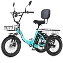 NARRAK Electric Tricycle for Adults,Fat Tire Folding Electric Trike,3 Wheels Electric Bicycle Bikes, Peak 1100W Step-Thru Etrike with Removable Battery and Large Basket