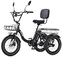 NARRAK Electric Tricycle for Adults,Fat Tire Folding Electric Trike,3 Wheels Electric Bicycle Bikes, Peak 1100W Step-Thru Etrike with Removable Battery and Large Basket