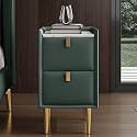 Narrow Bedside Table, Small Space with 2 Drawer, Solid Wood Side Table for Bedroom, Living Room, Dorm(Green,35cm/13.8in)