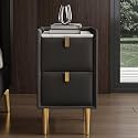 Narrow Bedside Table, Small Space with 2 Drawer, Solid Wood Side Table for Bedroom, Living Room, Dorm(Black,30cm/11.8in)