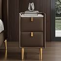 Narrow Bedside Table, Small Space with 2 Drawer, Solid Wood Side Table for Bedroom, Living Room, Dorm(Brown,35cm/13.8in)