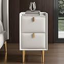 Narrow Bedside Table, Small Space with 2 Drawer, Solid Wood Side Table for Bedroom, Living Room, Dorm(White,25cm/9.8in)