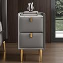 Narrow Bedside Table, Small Space with 2 Drawer, Solid Wood Side Table for Bedroom, Living Room, Dorm(Gray,25cm/9.8in)